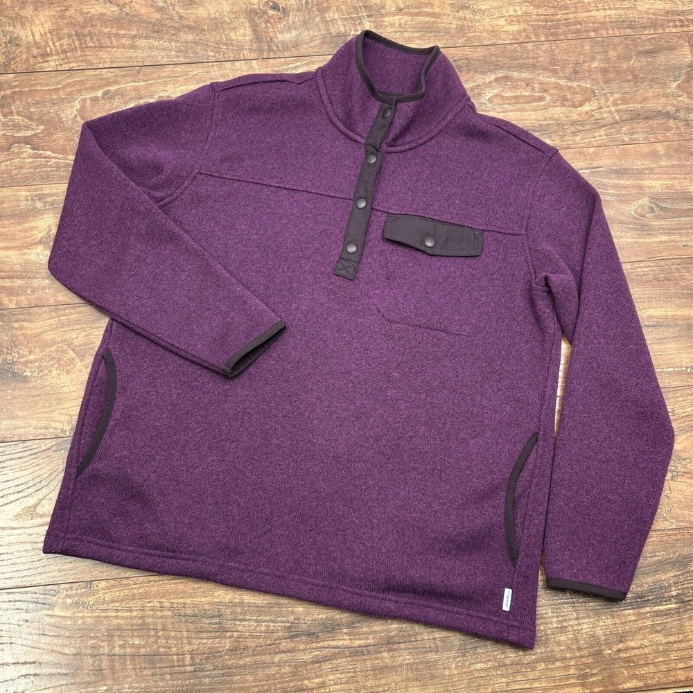 Eddie Bauer Maroon 1/4 Snap Button‎ Mock Neck Sweater Women Petite Medium